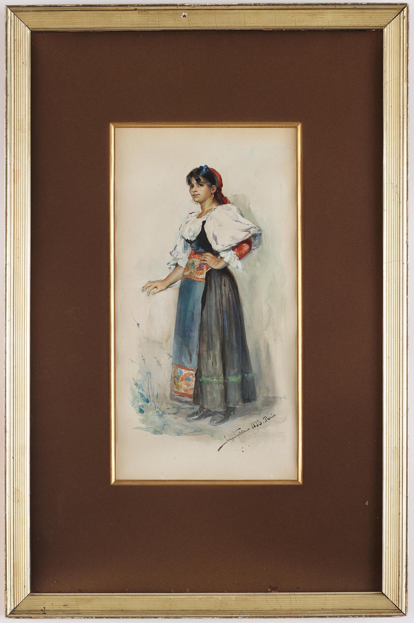 Jenny Nyström, Portrait of a young woman in half profile.