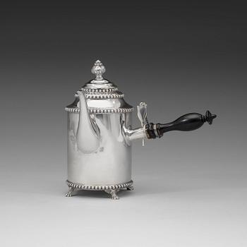 496. A Swedish 18th century silver coffee-pot, marks of Lars Boye, Stockholm 1792.