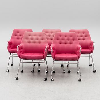 Bruno Mathsson, five "Milton" armchairs, late 20th century.