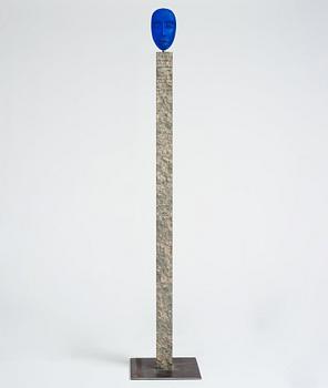 Bertil Vallien, a sand casted 'Head' glass sculpture, Kosta Boda, Sweden ca 1996.