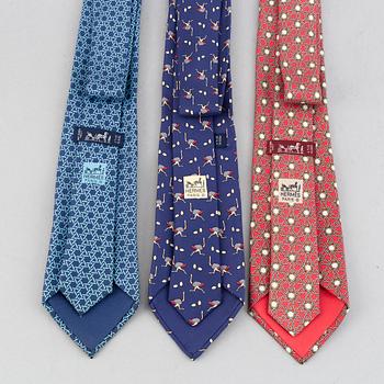 Hermès, three silk ties.