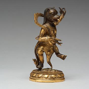 A Sino-Tibetan copper alloy of Rksavaktra Dakini, late 18th Century, circa 1800.