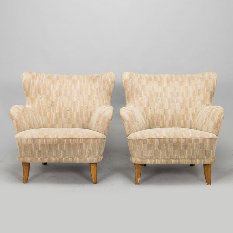 Ilmari Lappalainen, a pair of 1950's 'Laila' armchairs for Asko, Finland.