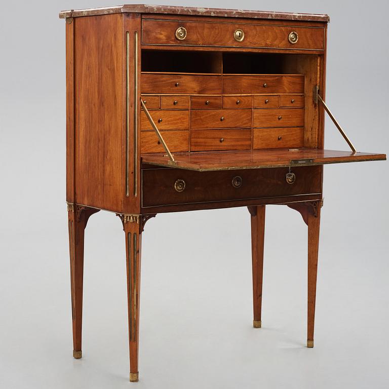 A mahogany-veneered late Gustavian secretaire by A. Scherling (master 1771-1809).