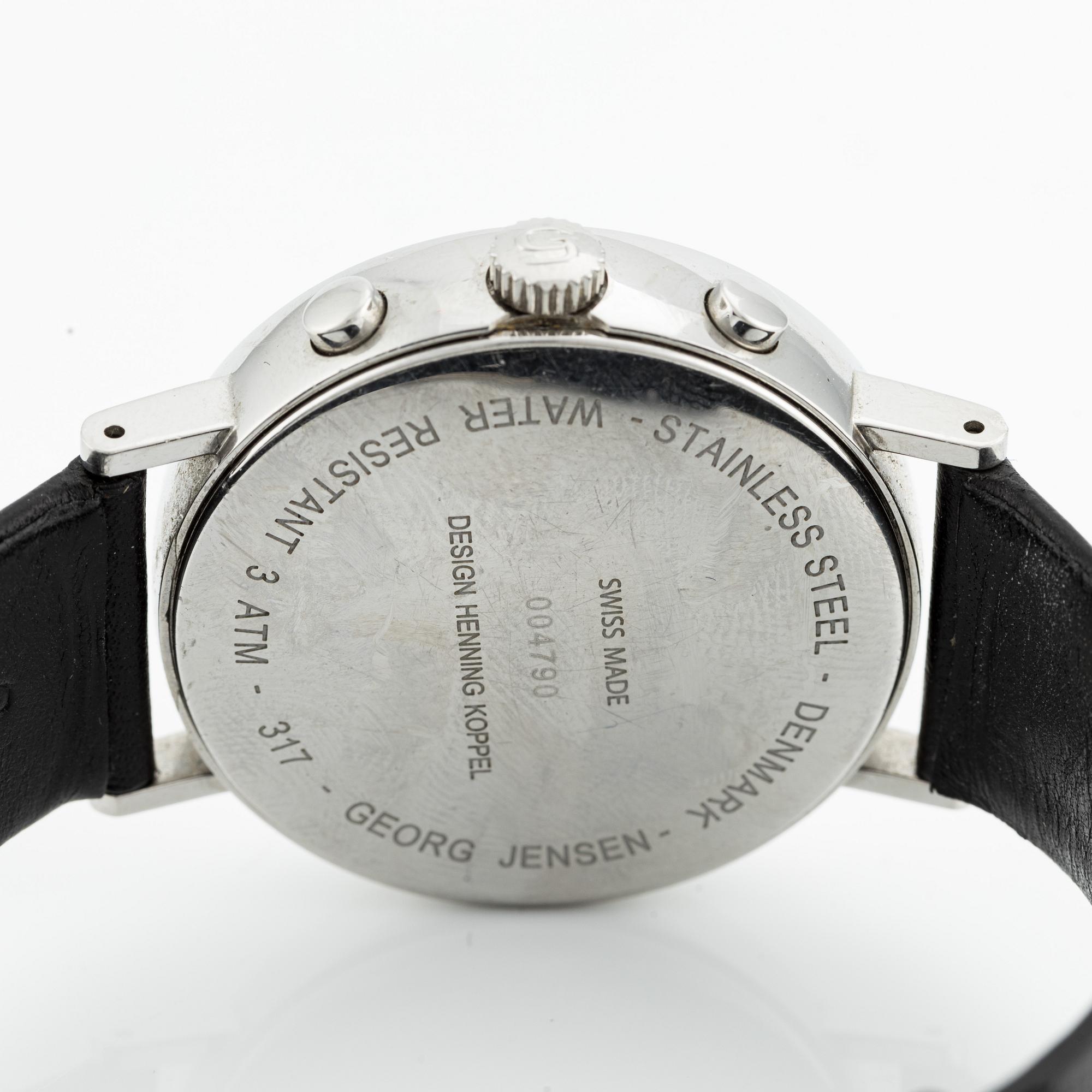 Georg Jensen, designed by Henning Koppel, wristwatch, chronograph, 38 mm.
