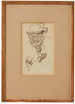 Henri de Toulouse-Lautrec, 'Homme de face avec lunettes et chapeau'.