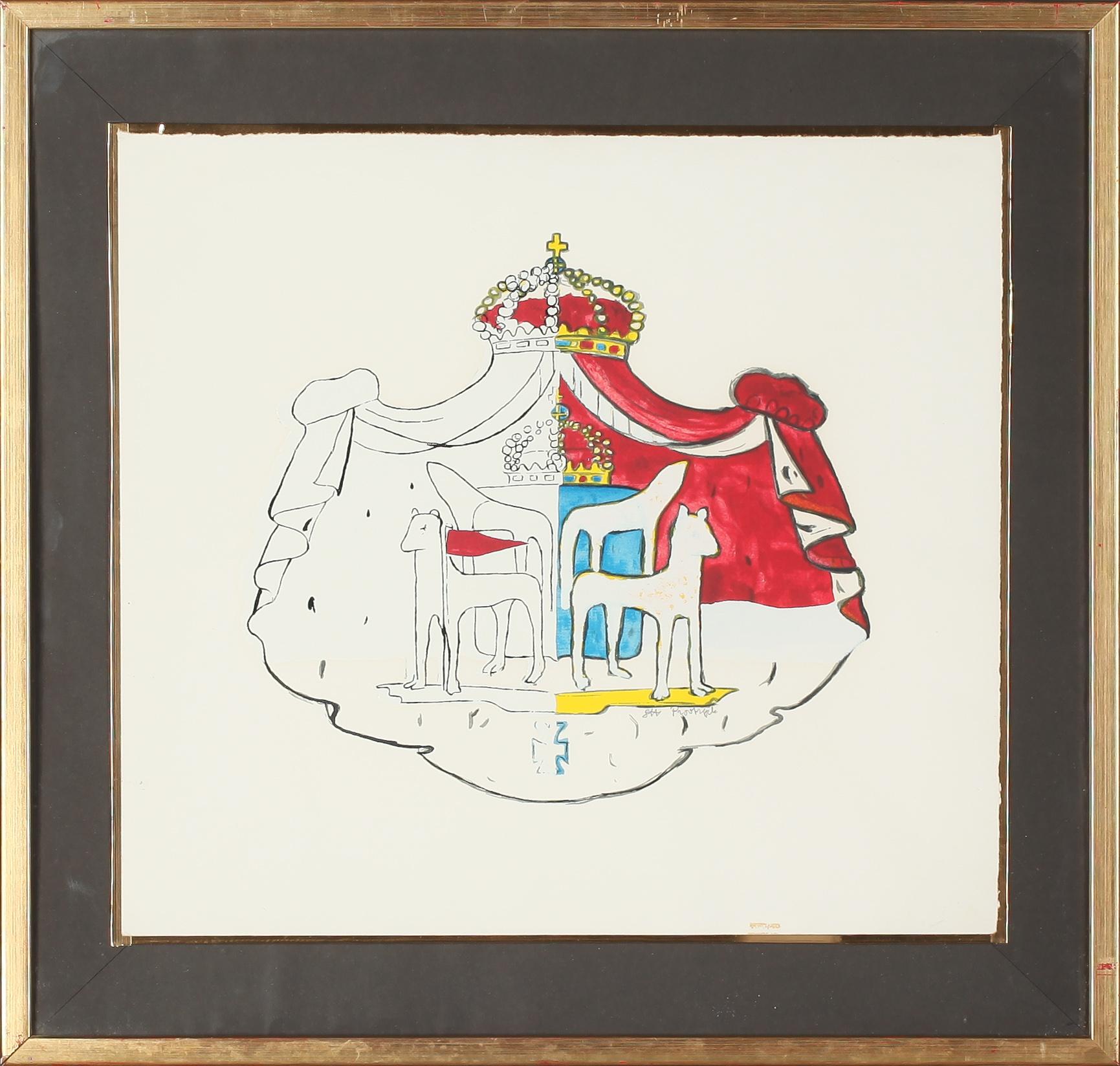 STAFFAN HALLSTRÖM, blandteknik, provtryck, monogramsignerad.