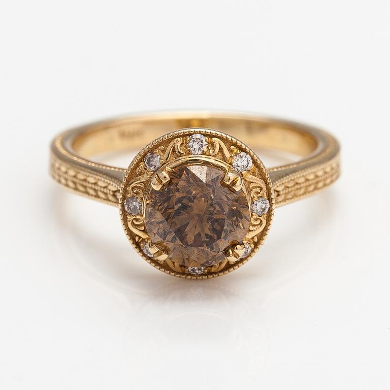 Sormus, 14K kultaa, timantteja n. 1.54 ct yht.