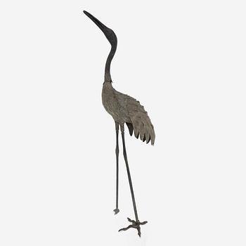 A Chinese bronze Crane, late Qing dynasty, around 1900.