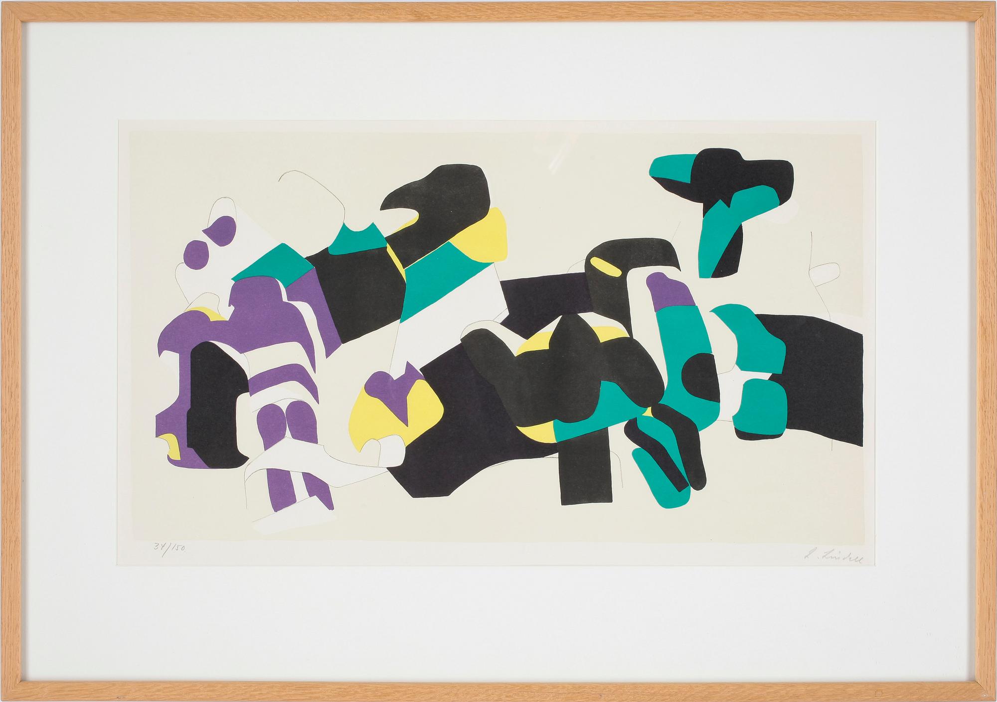 LAGE LINDELL, färglitografi. Sign och numr 34/150.