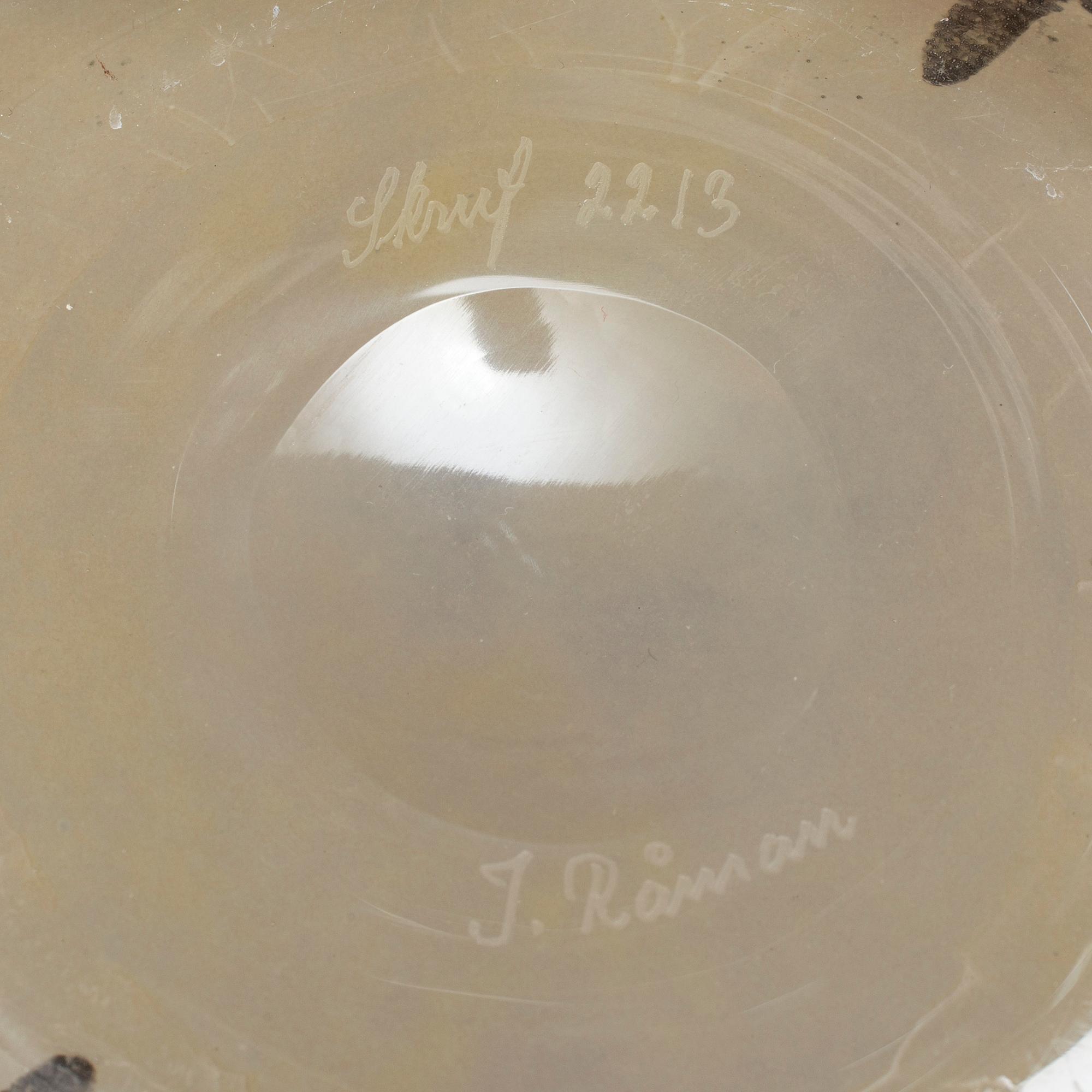 A glass bowl by Ingegerd Råman, Skruf, signed and numbered 2213