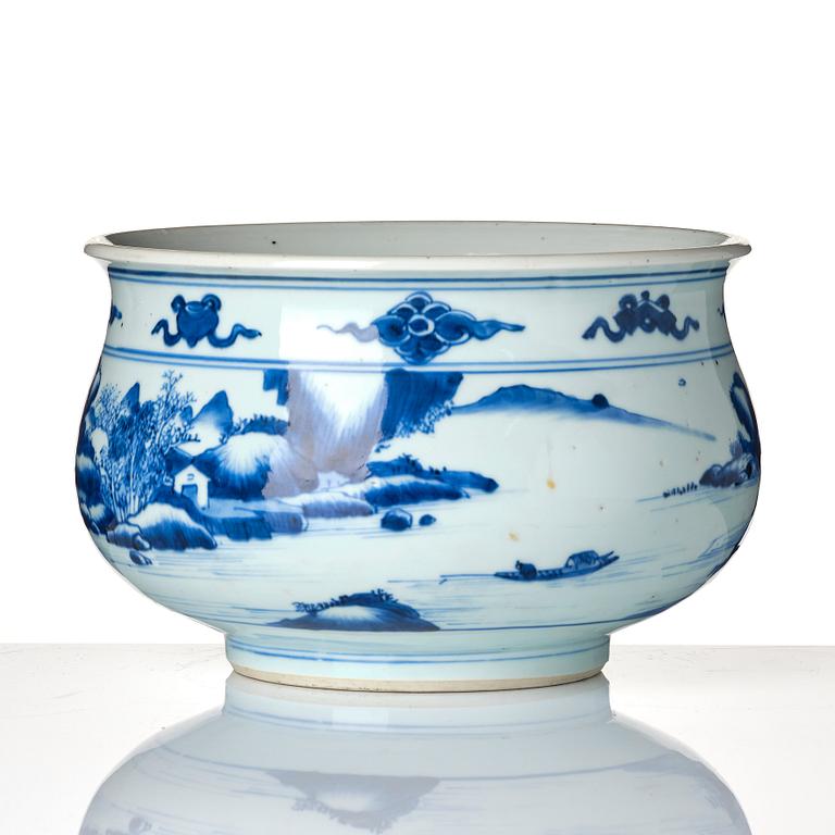 A blue and white censer, Qing dynasty, Kangxi (1662-1722).