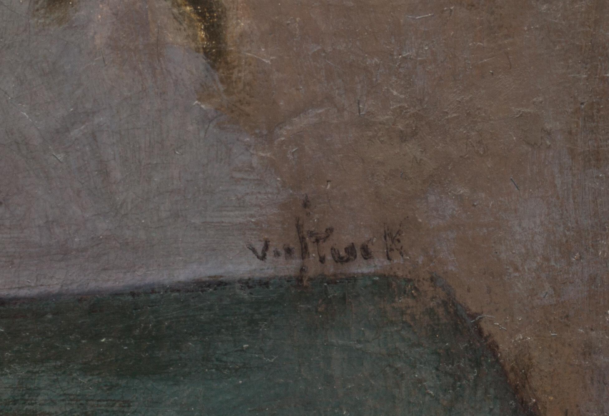 OKÄND KONSTNÄR, olja på uppfodrad duk, otydligt signerad. 17/1800-tal.