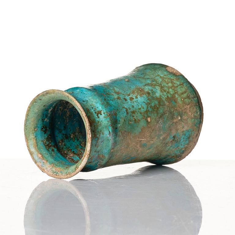 A Kashan Turquoise glazed pottery vase, central Persia (Iran), 11th to 12th century.