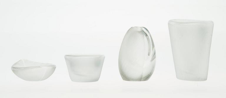 Tapio Wirkkala, TAPIO WIRKKALA, ART GLASS, 4 PIECES.