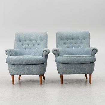 Carl Malmsten, a pair of easy chairs, OH Sjögren, end of the 20th century.