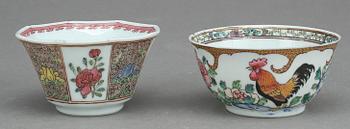 KOPPAR MED FAT, 2+2 st, porslin, Kina, 1700-tal.