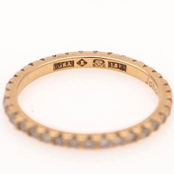 Alliansring, 18k guld med briljantslipade diamanter.