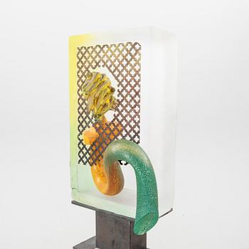 Kjell Engman, a signed unique glass and metal sculpture.