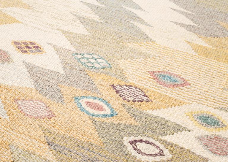 Barbro Nilsson, a carpet, "Tånga ljus", flat weave, ca 226,5 x 163-164 cm, signed AB MMF BN.