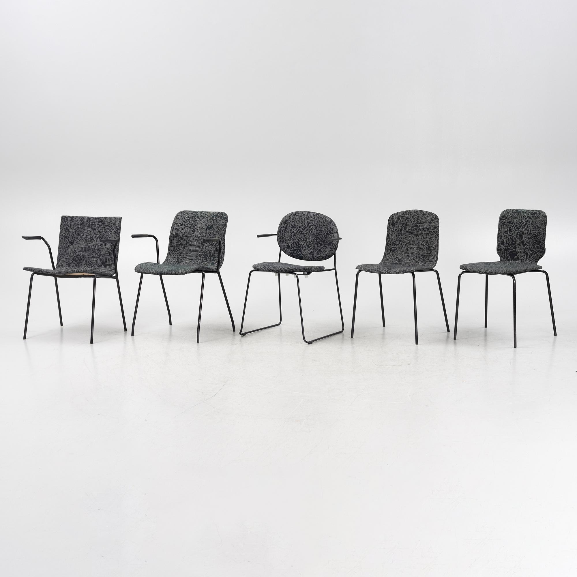 Claesson Koivisto Rune, ten different chairs upholstered with the fabric "Metropolis", 21st century.