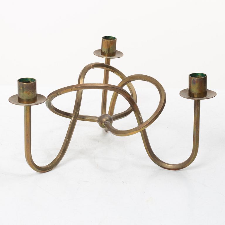 Josef Frank, 'Vänskapsknuten' brass candelabrum, Svenskt Tenn.