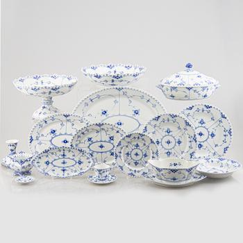 Royal Copenhagen, an 82-piece dinner and coffee service, 'Musselmalet Full Lace', Denmark.