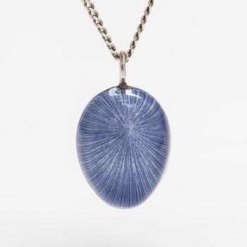A Tillander, A silver necklace with an enameled egg.