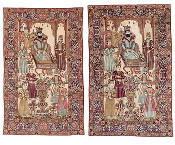 391. Mattor, ett par, antika Kirman Laver, ca 215-220 x 135-139 cm.