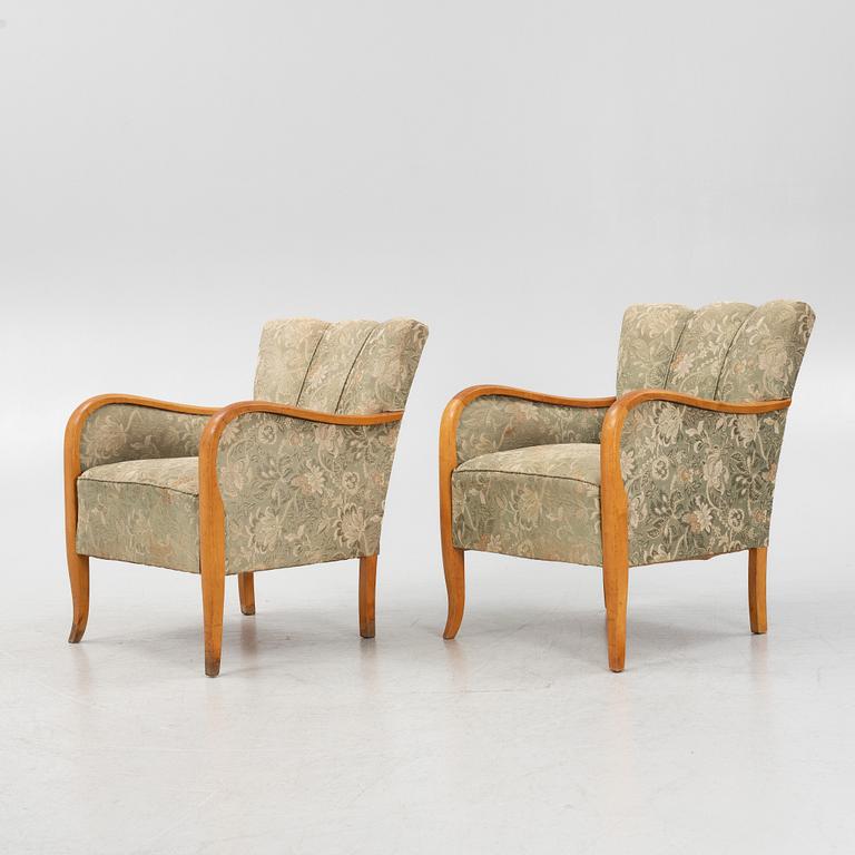 A pair of armchairs, 1930's/40's.