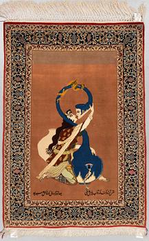 A rug, Old Esfahan, part silk, signed, ca 151,5 x 104,5 cm.