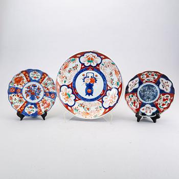 A set of three Japanese Meiji porcelain plates around 1900.