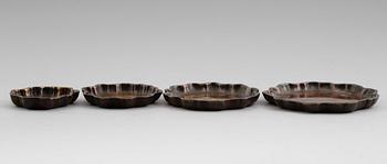 ASKFAT, 4 st, brons, Tiffany Studios, New York, 1900-talets första hälft.