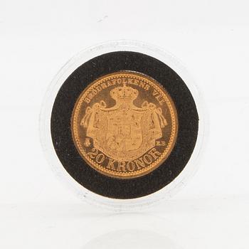 Guldmynt Sverige, Oscar II 20 kr, 1901.