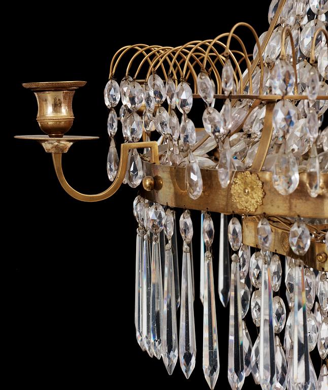 A late Gustavian circa 1800 six-light chandelier.