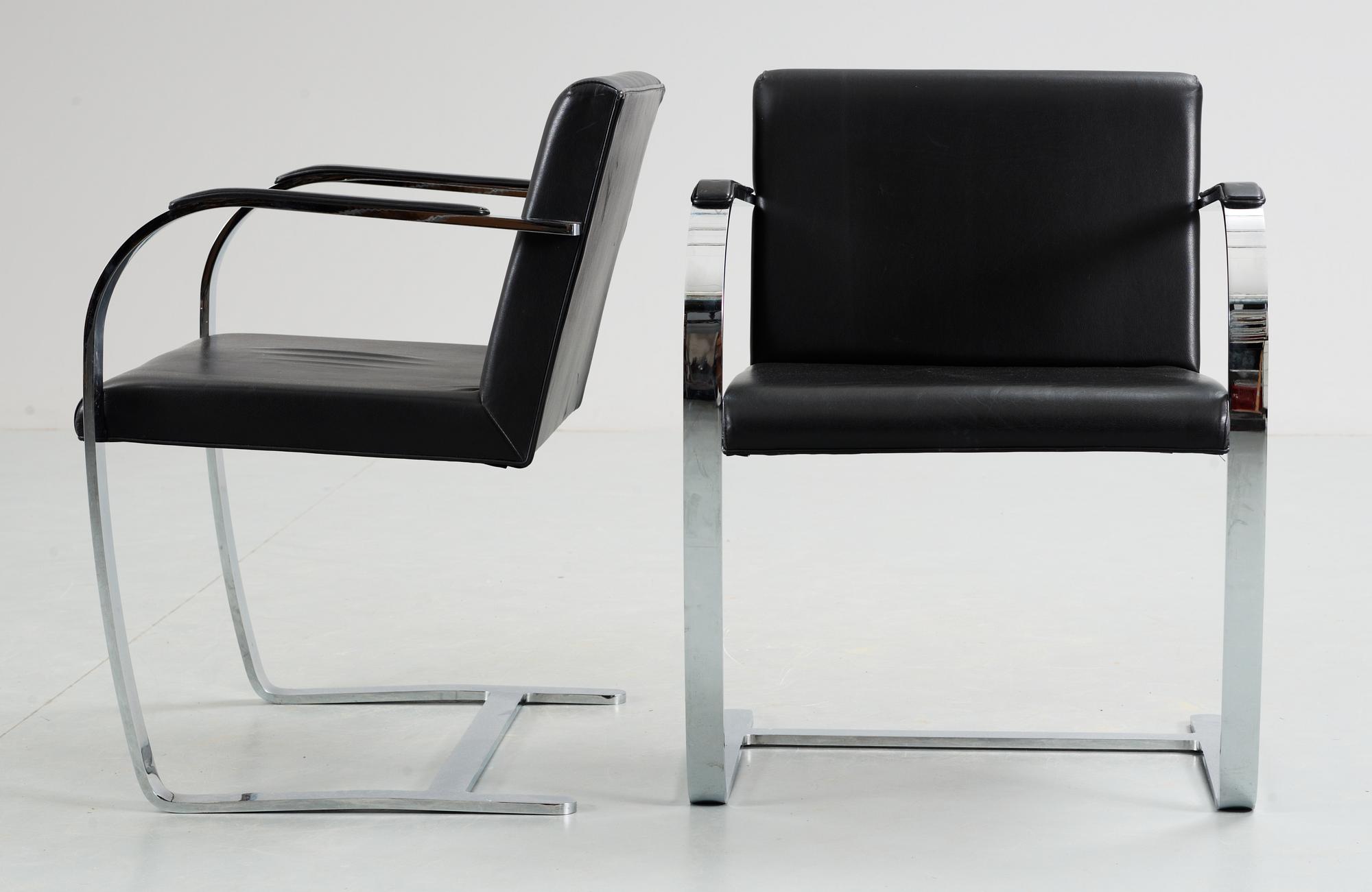 LUDWIG MIES VAN DER ROHE, karmstolar, ett par, "Brno", Knoll International, USA.