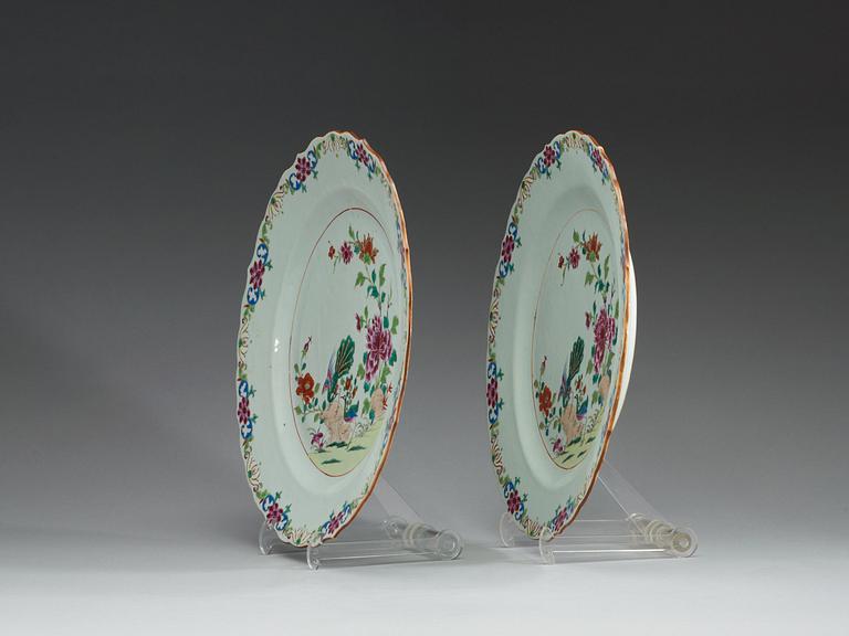 A pair of famille rose serving dishes, Qing dynasty Qianlong (1736-95).