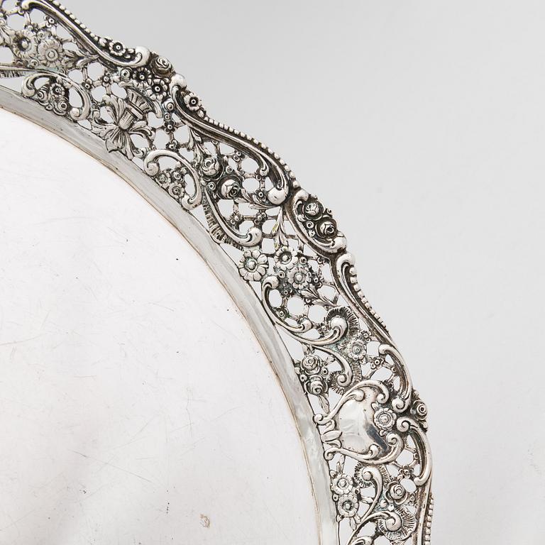 A silver tray, Germany, mid-20th century.