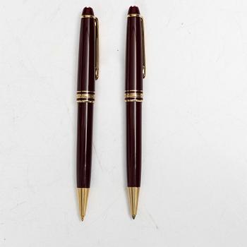 Pennor, 2 st, i etui, Montblanc Meisterstück.