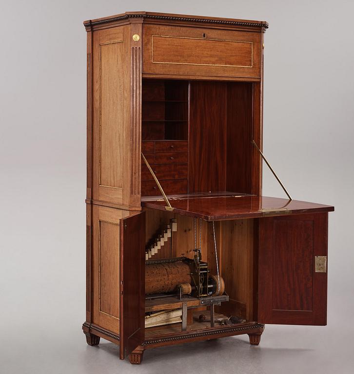 A late-Gustavian secretaire with an organ-mechanism, Stockholm, late 18th century.