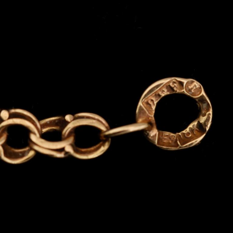 COLLIER MED HÄNGE, 18K guld, svenska stämplar, 1955. Total vikt ca 16 g.
