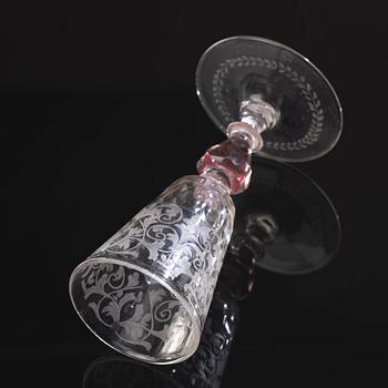 A Bohemian glass goblet, 18th Century.
