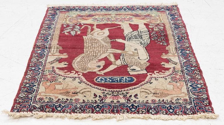 Rug, antique Kirman Laver, c. 85 x 60 cm.