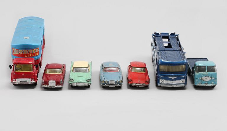 LEKSAKSBILAR, 7 st, metall, Corgi Toys, 1900-talets andra hälft.