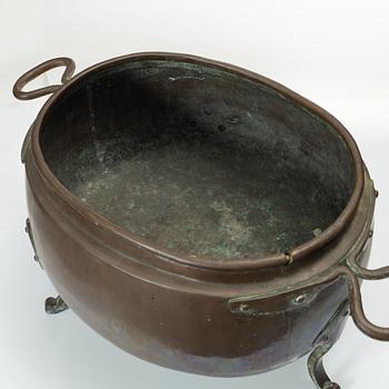 A Swedish copper cauldron, late 18th century.