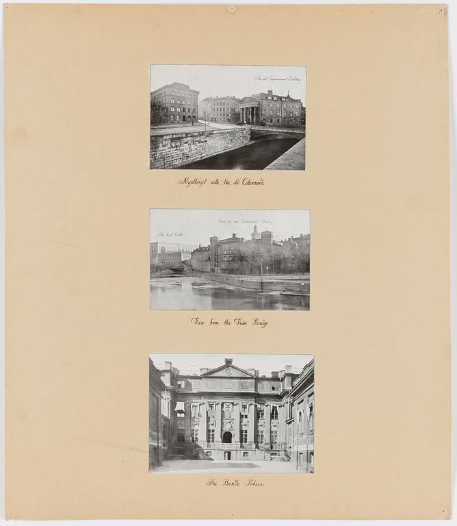 WOLTER GAHN/ISAC GUSTAF CLAESSON, teckning, ritningar, förslag till annex Riksdagshuset Stockholm, Mynttorget.