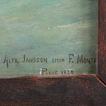 ALFRED JANSSON, oil on canvas, signed Alfr. Jansson "efter [after] F. Monte" and dated Paris 1889.