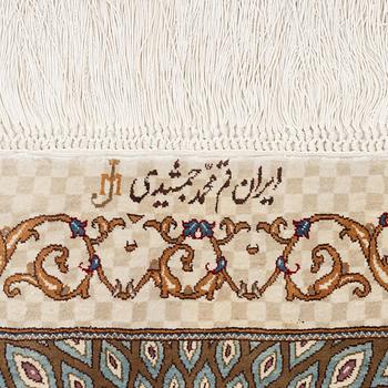 A silk Qum, Central Persia. signed Mohammad Gamshidi, c. 203 x 126 cm.