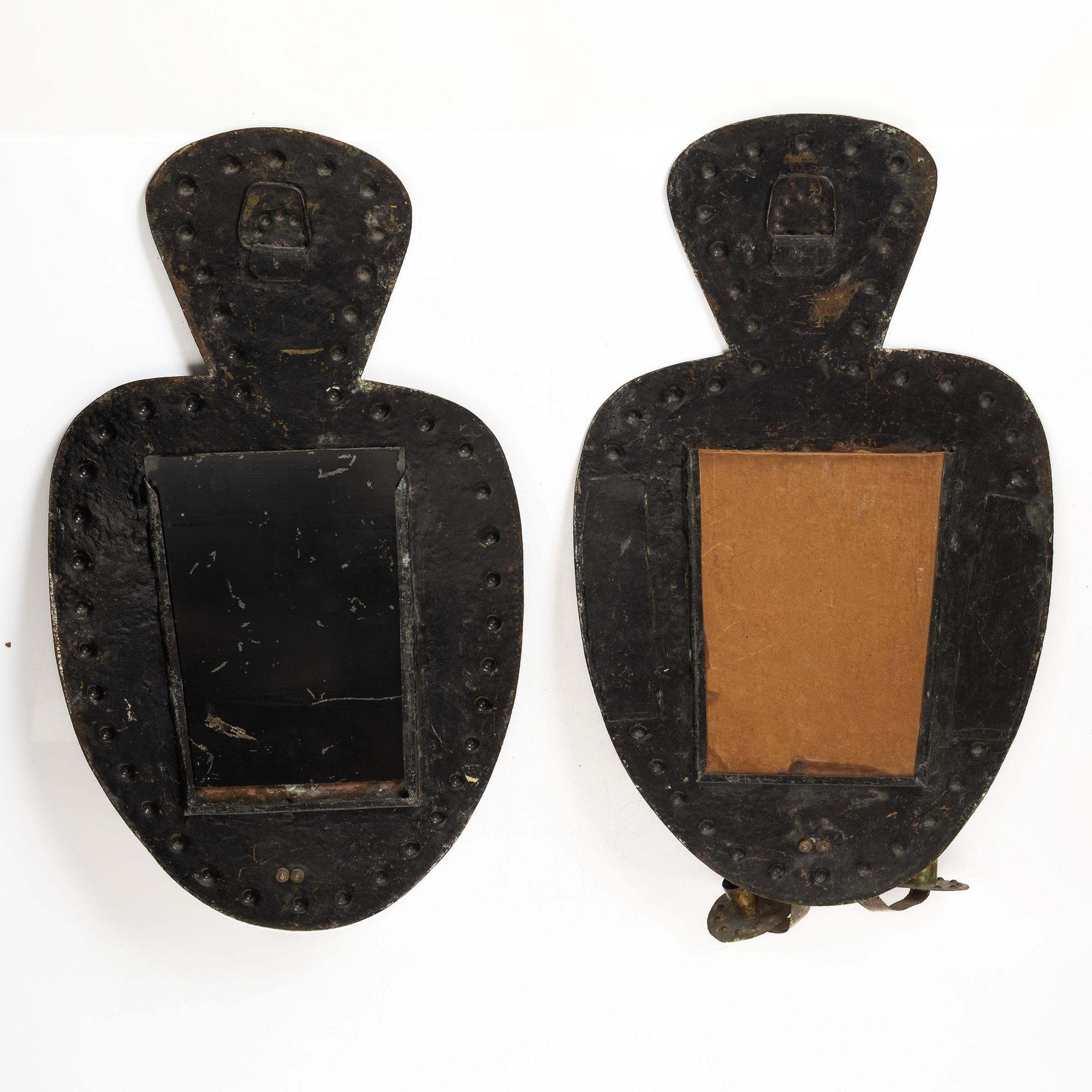 Ljusplåtar, ett par, omkring år 1900. Barockstil.