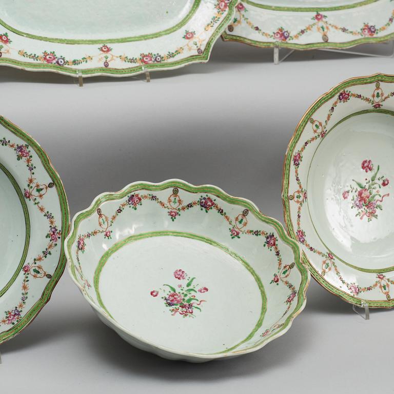 A 58 pieces famille rose dinner service, Qing dynasty, Qianlong (1736-95).